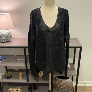 🖤 BobiBlack Los Angeles Textured Black V-Neck Knit Sweater | Size S
